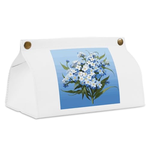 Do Not Forget Me White Tissue Box Cover Rectangle PU Leather Cover for Tissue Boxes Modern Tissue Holder for Bathroom Office Tissue Holders Decorative Cute Napkin Holder for Kitchen Bedroom