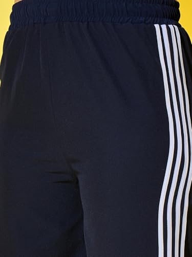 Image of Elasticated Sporty Women Cargo Track Pant with Side Stripes