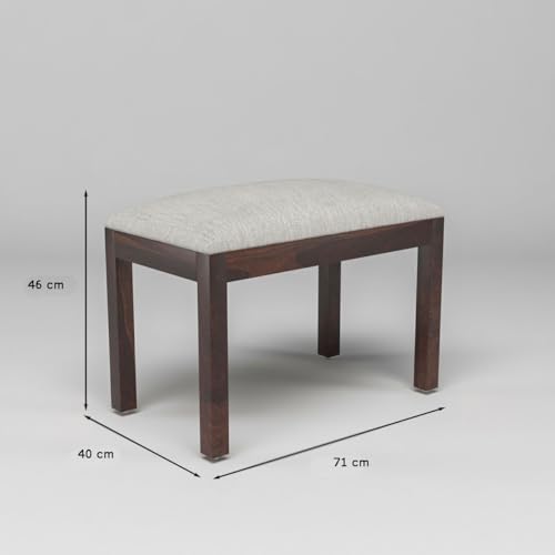 Image of Solid Sheesham Wood 3 Chair with1 Bench Dining Set with Cushioned Chairs for Dining Room | Living Room | Home & Office | Hotels Restaurant (4 Seater with Bench, Walnut)