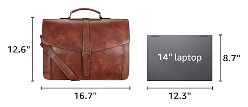 Image of ESTARER Men's Leather Briefcase 15.6 Inch Laptop Messenger Bag for Office /Business /Travel, Professional Leather Computer Briefcase-type Portfolios, Vintage Brown