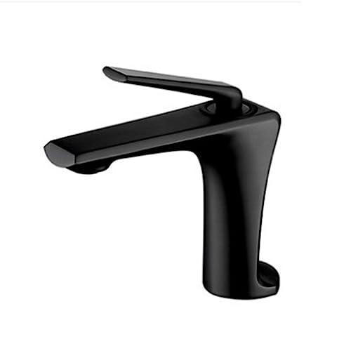 Grifo Baño Lavabo De 1 Orificio Para Agua Caliente Y FríaMonomando Lavabo G1/2Fácil De Instalar,negro