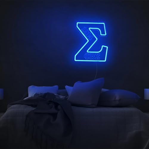 Image of ΦBΣ Fraternity Neon Signs Dimmable 1914 Sigma Greek LED Neon Lights for Wall Decor, Sigma Fraternity Neon Lights with USB Power Paraphernalia LED Signs for Birthday Party Decor