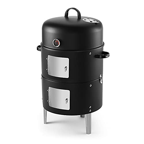 Kitchen Chef - Fumador De Carbón 39Cm Negro - Kg.fum-Bbq En Oferta Kitchen Grill – Barbacoa Para Ahumar De Carbón, 39 Cm, Color Negro