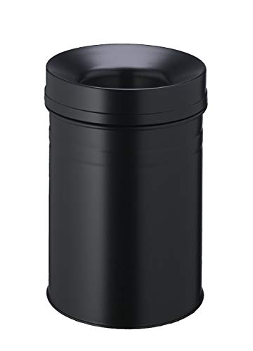 Image of Durable 15 Litre Waste Basket with Extinguishing Lid - Black