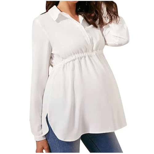 Premamá Tops Camisas de Lactancia Materna de Manga Larga para Mujeres Blusa cómodo Camiseta Color sólido Ropa Premamá de Enfermería Primavera Verano Regalo Durante el Embarazo
