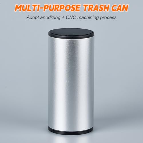 Image of HZEL Car Trash Can with Lid, Multipurpose Leakproof Vehicle Garbage Can for Seat Cup Holder, Small Auto Interior Rubbish Bin for Office Desk Home, Universal for SUVs, RVs, Trucks (Silver)