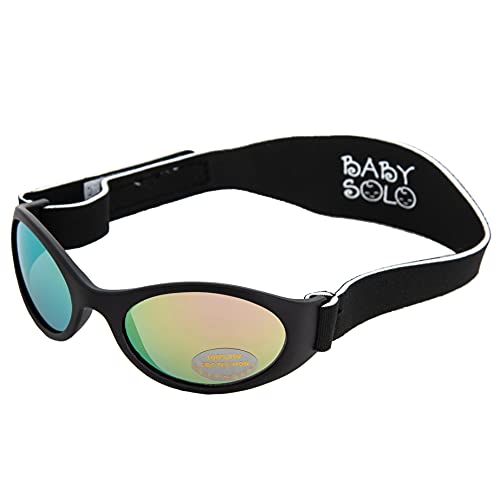 Baby Solo Original Baby Sunglasses Safe, Soft, & Adorable Durable Case Included (0-36 Month, Matte Black Frame w/Pink Mirror Lens)4