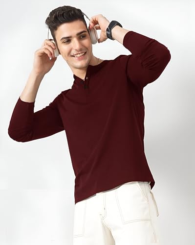 Image of LAZYCHUNKS Luxury Men's Full Sleeve Henley T-Shirt - Soft, Breathable, Stylish (Men's Henley T-Shirt), Great for Party and Casual wear
