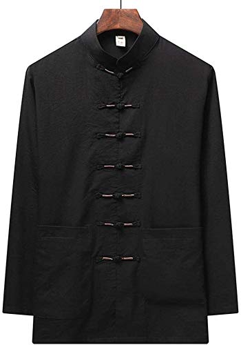 TaiChi Uniform,Tai Chi Clothing, Men's Kungfu Jackets, Chinese Traditional Clothing Long Sleeve Tang Suit Shirt Lightweight China Costume Tangzhuang Tai Chi Outfit Uniform(Black_2XL)