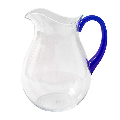 Caspari Acrylic Pitcher in Clear with Cobalt Handle - 1 Each