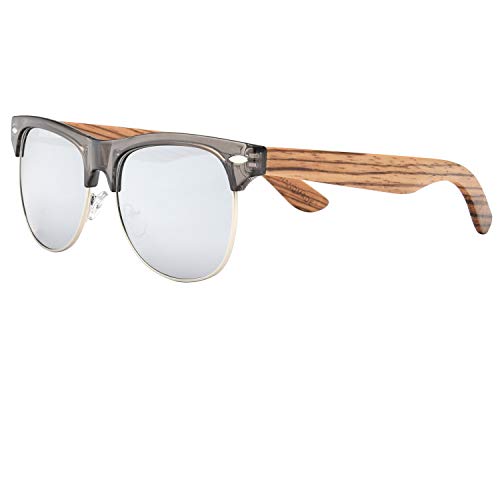 Ablibi Bamboo Wood Semi Rimless Sunglasses with Polarized Lenses in Original Boxes