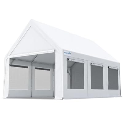 Quictent 10x20 ft Heavy Duty Carport Canopy, Waterproof Outdoor Shelter with Ultra-High Peak & Ventilation Windows, Portable Garage for Parking, Storage, Events & Wedding, Whtie
