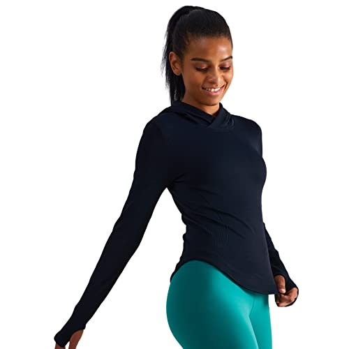 Womens Hooded Athletic Long Sleeve Running Shirts Workout Yoga Tops with Thumb Holes Slim Fit3