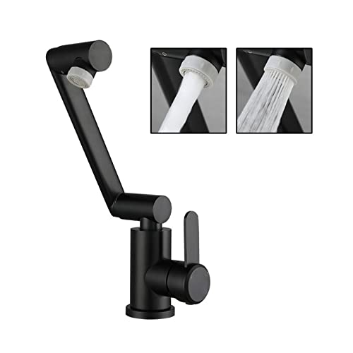 Grifo mezclador de agua fría y caliente con rotación 360 y diseño plegable negro