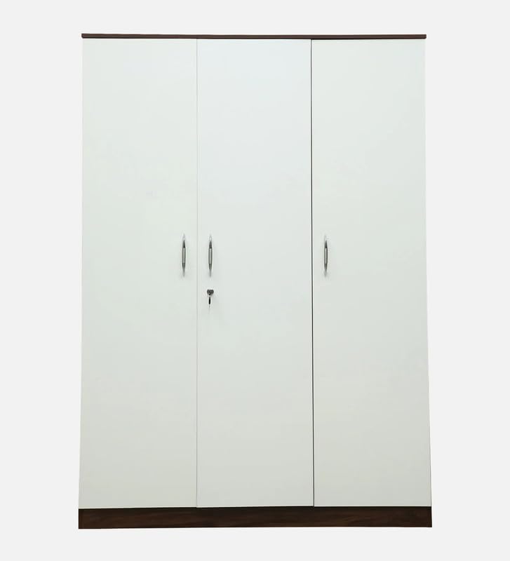 Image of Mintwud Pepperfry Engineered Wood Wardrobe with 3 Doors Storage | Wooden Almirah for Living Room Bedroom Furniture | Storage Organizer Cabinet Cupboard for Clothes (Ivory, Wenge Finish)