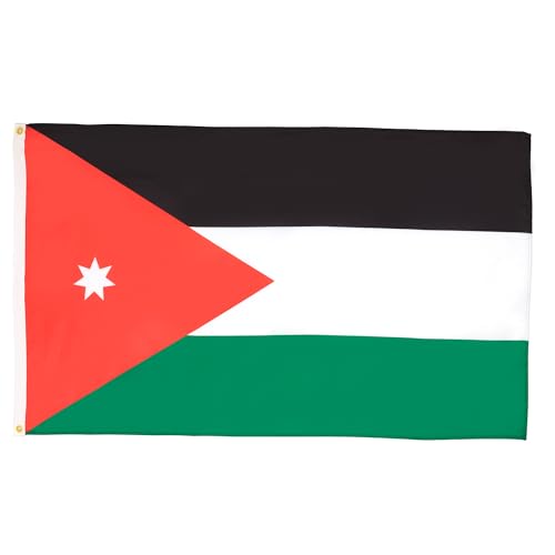 Image of AZ FLAG - Jordan Flag - 3x5 Ft - 100D Polyester Jordanian Banner with Two Metal Grommets - Fade Resistant - Vivid Colors - 3' x 5' Feet - 150x90 Cm