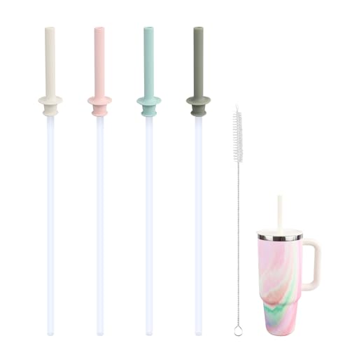 KLOWOAH Replacement Straws and Bite Valve for Hydro Flask Around Travel Tumbler 40oz 32oz 28oz 20oz with 1 Brush (4 colors)
