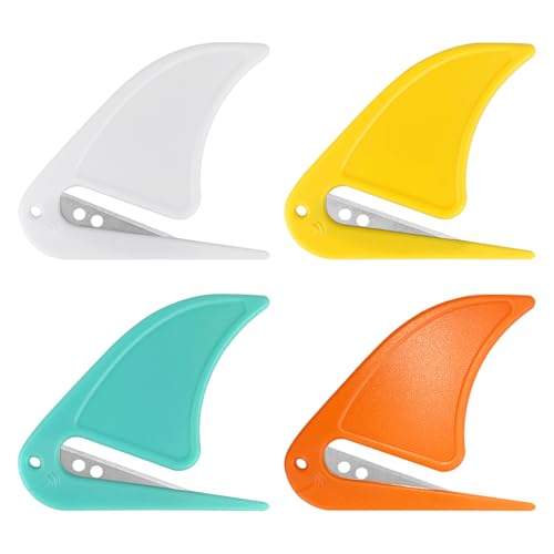 ZUFECY 4pc Sharp Blade Box Cutters, Safe Letter Opener Concealed Blade for Envelope Open, Package, Paper Cut, Safe Mail Opener,