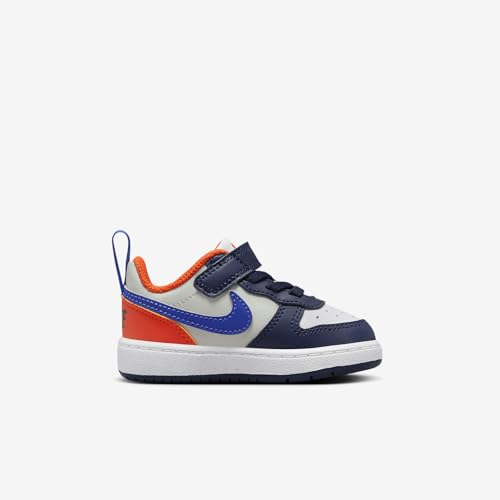 Nike Court Borough Low Recraft Baby/Toddler Shoes (DV5458-401, Midnight Navy/Team Orange/Light Silver) Size 43