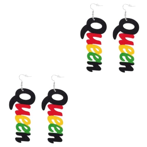 Boucles d'oreilles en bois africain Queen pendantes style ethnique et rétro