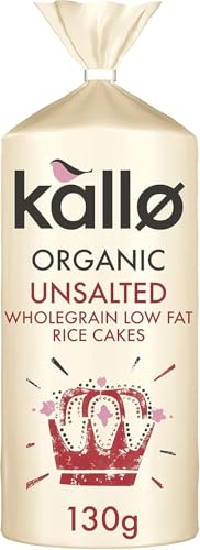 Kallo Organic Unsalted Rice Cakes Wholegrain 130 g (Pack of 12)