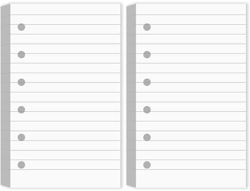200 Sheets Blank Lined Paper Refill for 3 x 5 Binders 6-Ring Memo Refill Paper Mini Ruled White Filler Paper Books Planner Inserts Blank Lined Paper for Binder (Lined)