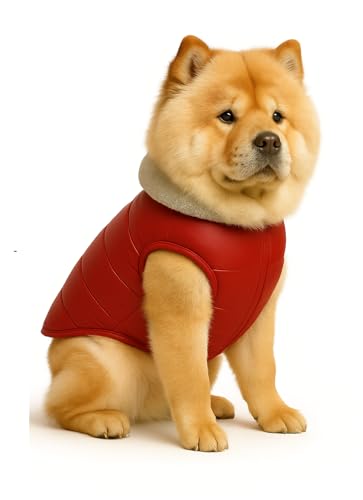 Image of The Pets Company Dog Winter Coat Jacket, Clothes, Windproof, Waterproof, Light Weight, Washable, Ultra Warm Thick Fleece Lined Dog Vest for Cold Weather Protection, (Maroon, Large - 24 Inch)