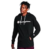 Champion Men's Middleweight Jersey Hoodie, Script Logo, black, Medium