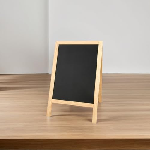 Pizarra pequeña de madera con tablero resistente de doble cara y base estable UKCOCO 6