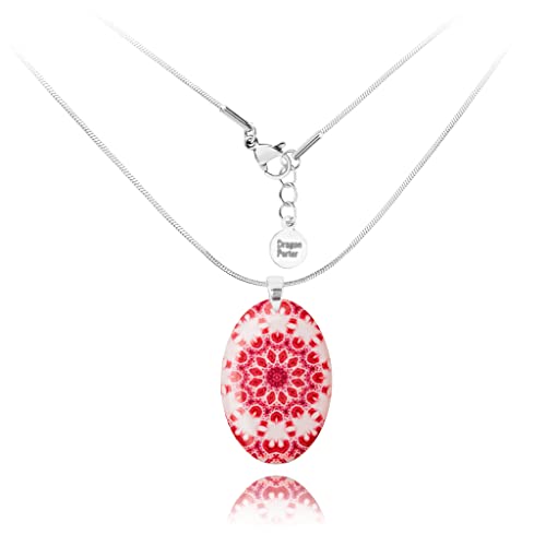Boho Mandala Design Rund oder Oval Anhänger mit Einstellbar
