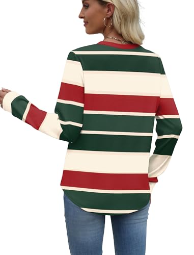 Image of WIHOLL Sweatshirt for Women Crewneck Long Sleeve Shirts Curved Hem Lightweight Sweaters Fall Clothes 2025
