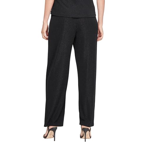 Image of Alex Evenings Women's Drapey Metallic Knit Straight Leg Pant