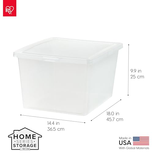 Image of IRIS USA 4-Pack Storage Bins with Lids, 25 Quart, Clear Stackable Containers Box Organize Shoes Closet Shelves Clothes Blankets Towels - BPA-Free Plastic