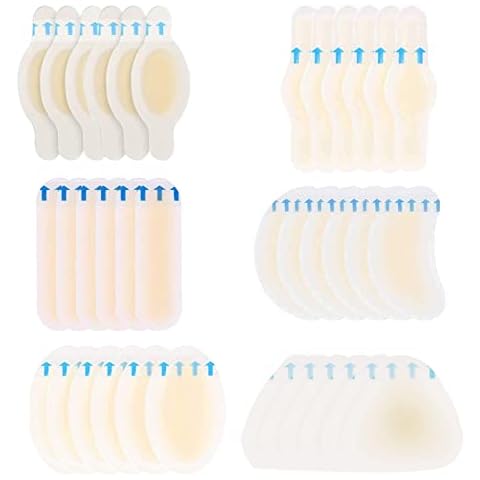 Chedin 36 Pcs Blister Pads, Blister Gel Guard, Blister Cushion Bandages, Invisible and Waterproof Prevents Pain from blistering for Heel, Fingers, Toes and Forefoot (36pcs) Cover