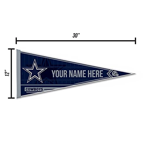 Image of Rico Industries NFL Football Dallas Cowboys Personalized - Custom 12 inch x 30 inch Soft Felt Pennant - EZ to Hang