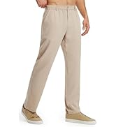 Libin Men's Lightweight Linen-Like Pants - Summer Casual Beach Lounge Travel Trousers