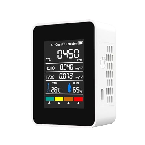 co2センサー 5 in 1 二酸化炭素検知器 LCD デジタル空気質検知器 CO2 HCHO TVOC 温度 湿度モニター 高い測定精度