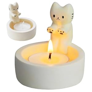Bougie Chat, Joli Chat Bougie, Bougeoir Patte Chauffée Chat Drôle, Bougeoir Décoratif Maison, Cadeaux de Décoration pour Chats pour Les Amoureux des Chats