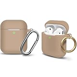 MOLOPPO AirPods Case Cover , Soft Silicone Protective Cover with Keychain for Women Men Compatible w