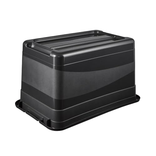 keeeper Transportbehälter mit Deckel und Schiebeverschluss, Extra Stabil, 59,5 x 39,5 x 34 cm, 52 l, Eckhart, Graphit Grau, Pastellrosa
