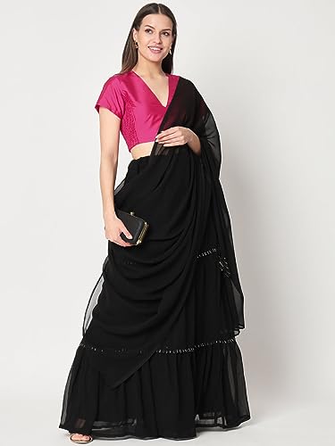 Image of studio rasa Women's Silk Blend Stretchable Crop Top for Festive Wedding Party