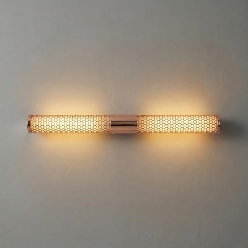 Image of Groeien 18W | 3 Color LED Cylinder Shape Rose Gold Picture Photo Frame /Mirror Bathroom Wall Light(Warm+Natural+Coolwhite) (Honeycomb-Tube, 1)