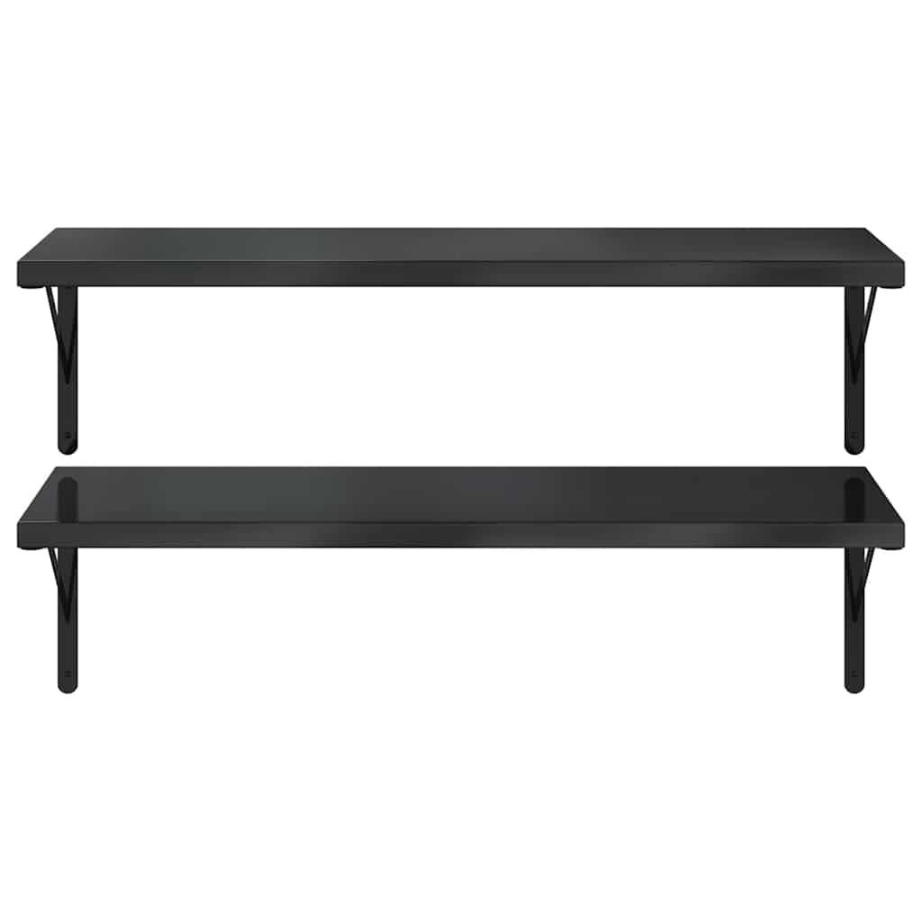 Juego de 2 estanterías de pared de 100 x 40 cm, color negro, acero inoxidable, diseño moderno, capacidad de carga de 50 kg, para salón, dormitorio, oficina, cocina