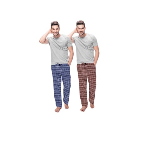Men's Cotton, Check Pattern, Regular Fit, Casual Nightwear, Pack of, 2XL-Large)