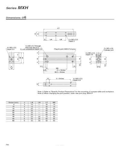 Vérin pneumatique MXH10 avec course de 10mm pour guidage de précision - 5