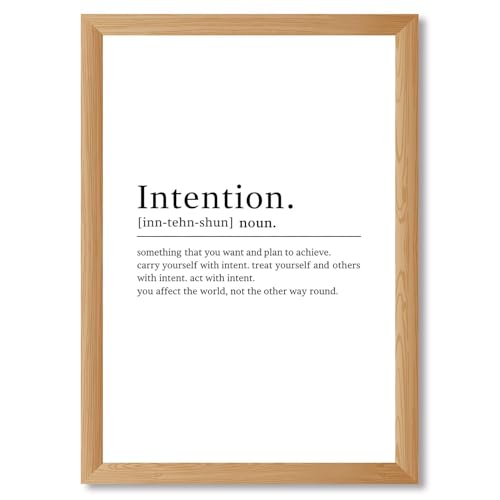 Intention Definition Canvas Print Art Print, Minimalist Aesthetic Wall Art Painting Pictures, Trendy Wall Decor, Home Decor for Living Room, Office, Apartment. (Wood Framed,8L X10W)