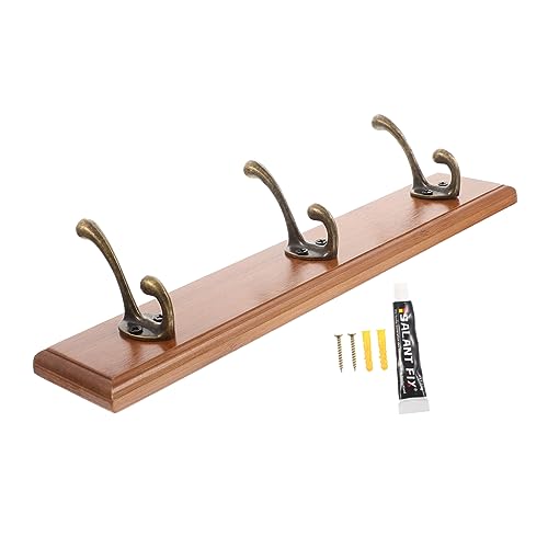 CHILDWEET 1 Juego perchero retro percheros de puerta estante ganchos en s cochera percheros pared percheros de pared gancho de aleación bastidores montados en la pared bambú Light Brown