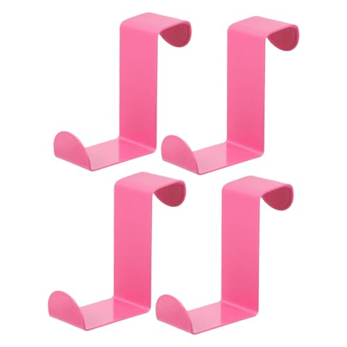 FONDOTIN 4 Piezas Ganchos de Acero Inoxidable para Colgar Puerta Perchas Reversibles Multiusos Gancho para Ropa Llaves y Sombreros Paquete de Unidades Color Rosa