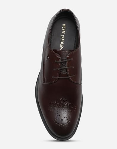 Image of Monte Carlo Mens Solid Lace Up Genuine Leather Formal Brogue Shoes (201809FW)