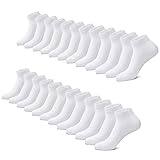 FALARY Sneaker Socken Herren Damen 12 Paar Kurze Halbsocken Baumwolle-Weiß-39-42